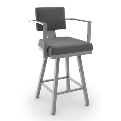 Amisco Akers 26.25-in Swivel Counter Stool - Heather Light Grey Polyester - Glossy Grey Metal 1 Amisco Akers 26.25-in Swivel Counter Stool - Heather Light Grey Polyester - Glossy Grey Metal -AMISCO Shop 330013373 MainImage 001 l