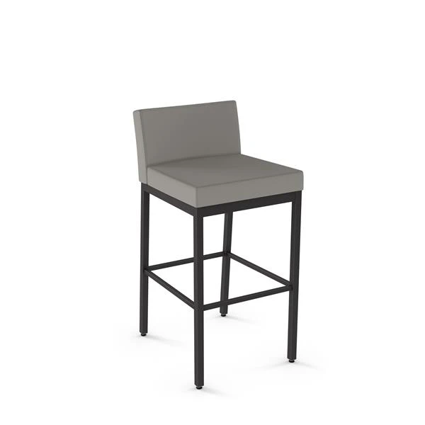 Amisco Fairfield 30-in Bar Stool - Taupe Grey Faux Leather - Dark Brown Metal 1 Amisco Fairfield 30-in Bar Stool - Taupe Grey Faux Leather - Dark Brown Metal