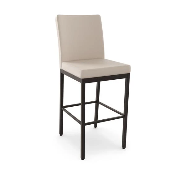 Amisco Perry 30.25-in Bar Stool - Cream Faux Leather - Dark Brown Metal 1 Amisco Perry 30.25-in Bar Stool - Cream Faux Leather - Dark Brown Metal