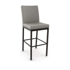 Amisco Perry 30.25-in Bar Stool - Taupe Grey Faux Leather - Dark Brown Metal