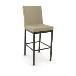 Amisco Perry 30.25-in Bar Stool - Beige Fabric - Gun Metal