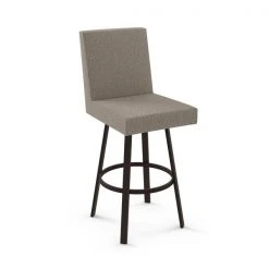 Amisco Hartman 30.5-in Swivel Bar Stool - Beige & Brown Woven Polyester - Dark Brown Metal