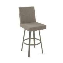 Amisco Hartman 26.5-in Swivel Counter Stool - Beige & Brown Woven Polyester - Matt Light Grey Metal