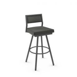 Amisco Jacob 26.75-in Swivel Counter Stool - Charcoal Grey Polyester - Matt Dark Grey Metal