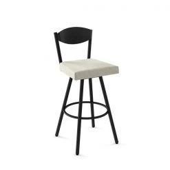 Amisco Larkin 30.13-in Swivel Bar Stool - Light Beige PVC - Black Metal