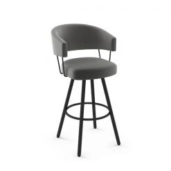 Amisco Corey 31.5-in Swivel Bar Stool - Heather Light Grey Polyester - Black Metal