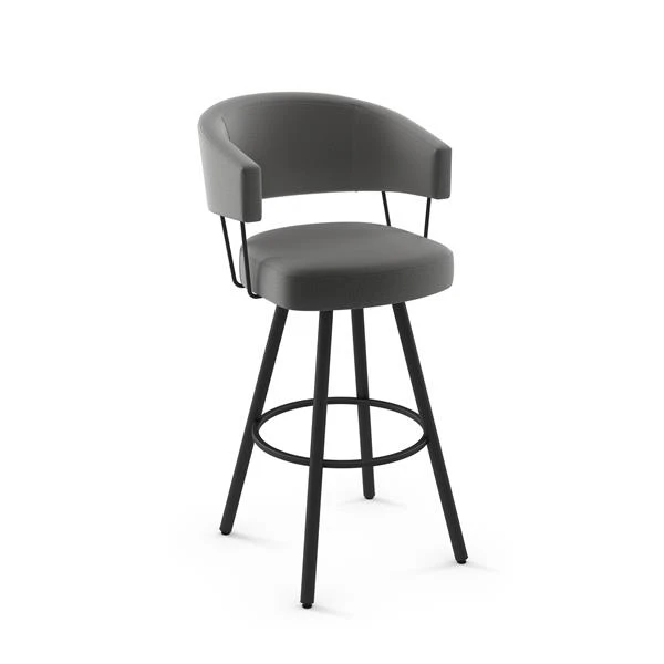 Amisco Corey 31.5-in Swivel Bar Stool - Heather Light Grey Polyester - Black Metal 1 Amisco Corey 31.5-in Swivel Bar Stool - Heather Light Grey Polyester - Black Metal