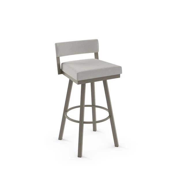 Amisco Travis 30.75-in Swivel Bar Stool - Pale Grey Beige Polyester - Matt Light Grey Metal 1 Amisco Travis 30.75-in Swivel Bar Stool - Pale Grey Beige Polyester - Matt Light Grey Metal