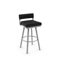 Amisco Travis 26.75-in Swivel Counter Stool - Black Woven Fabric - Silver Grey Metal