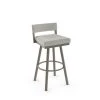 Amisco Travis 26.75-in Swivel Counter Stool - Pale Grey Beige Polyester - Matt Light Grey Metal