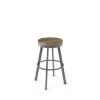 Amisco Warner 29-in Swivel Bar Stool - Beige Distressed Wood - Glossy Grey Metal