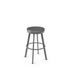 Amisco Warner 25-in Swivel Counter Stool - Grey Distressed Wood - Glossy Grey Metal