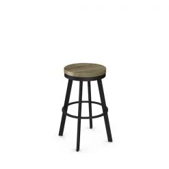 Amisco Warner 25-in Swivel Counter Stool - Beige Distressed Wood - Black Metal