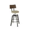 Amisco Symmetry Adjustable Stool - Beige Polyester - Brown Wood - Gun Metal