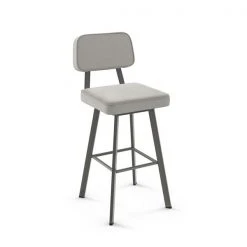 Amisco Clarkson 30.75-in Swivel Bar Stool - Pale Grey Beige Polyester - Matt Dark Grey Metal
