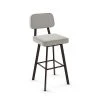 Amisco Clarkson 26.75-in Swivel Counter Stool - Pale Grey Beige Polyester - Dark Brown Metal