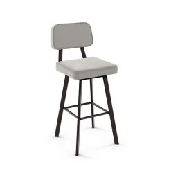 Amisco Clarkson 26.75-in Swivel Counter Stool - Pale Grey Beige Polyester - Dark Brown Metal