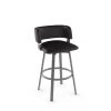 Amisco Stinson 30-in Swivel Bar Stool - Black Faux Leather - Glossy Grey Metal