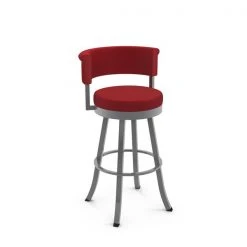 Amisco Americo 30.75-in Swivel Bar Stool - Red Polyester - Glossy Grey Metal