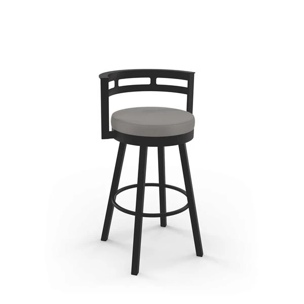 Amisco Render 30.63-in Swivel Bar Stool - Taupe Grey Faux Leather - Dark Brown Metal 1 Amisco Render 30.63-in Swivel Bar Stool - Taupe Grey Faux Leather - Dark Brown Metal