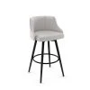 Amisco Duncan 31.75-in Swivel Bar Stool - Pale Grey Beige Polyester - Black Metal