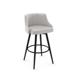 Amisco Duncan 31.75-in Swivel Bar Stool - Pale Grey Beige Polyester - Black Metal
