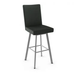 Amisco Elmira 26.5-in Swivel Counter Stool - Black Polyester - Glossy Grey Metal