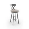 Amisco Washington 30-in Swivel Bar Stool - Cream Faux Leather - Glossy Grey Metal