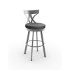 Amisco Washington 30-in Swivel Bar Stool - Black Faux Leather - Glossy Grey Metal