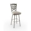 Amisco Nest 31.63-in Swivel Bar Stool - Cream Faux Leather - Matt Light Grey Metal