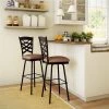 Amisco Nest 31.63-in Swivel Bar Stool - Medium Brown Faux Leather - Dark Brown Metal -AMISCO Shop 330655703 AlternateImage1 l