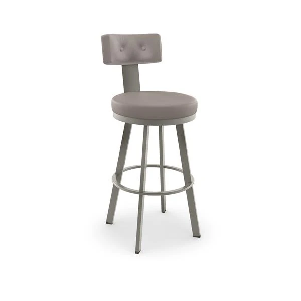 Amisco Tower 26.25-in Swivel Counter Stool - Taupe Grey Faux Leather - Matt Light Grey Metal 1 Amisco Tower 26.25-in Swivel Counter Stool - Taupe Grey Faux Leather - Matt Light Grey Metal