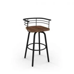 Amisco Brisk 29-in Swivel Bar Stool - Brown Distressed Wood - Black Metal