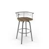 Amisco Brisk 25-in Swivel Counter Stool - Beige Distressed Wood - Glossy Grey Metal