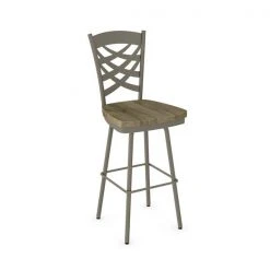 Amisco Weaver 30.38-in Swivel Bar Stool - Beige Distressed Wood - Matt Light Grey Metal
