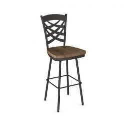 Amisco Weaver 26.38-in Swivel Counter Stool - Brown Distressed Wood - Dark Brown Metal