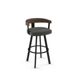 AMISCO Shop 32 Amisco Lars 25.5-in Swivel Counter Stool - Charcoal Grey Polyester - Brown Wood - Black Metal