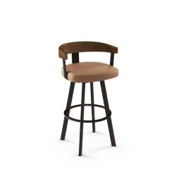AMISCO Shop 28 Amisco Lars 25.5-in Swivel Counter Stool - Caramel Faux Leather - Light Brown Wood - Dark Brown Metal