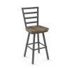 Amisco Prescot 25.25-in Swivel Counter Stool - Grey Distressed Wood - Matt Dark Grey Metal