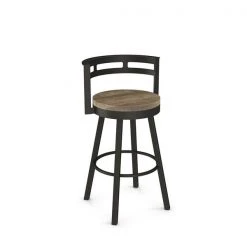Amisco Vector 29.5-in Swivel Bar Stool - Beige Distressed Wood - Dark Brown Metal