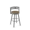 Amisco Vector 29.5-in Swivel Bar Stool - Beige Distressed Wood - Glossy Grey Metal