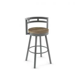 AMISCO Shop 30 Amisco Vector 25.5-in Swivel Counter Stool - Beige Distressed Wood - Glossy Grey Metal
