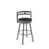 Amisco Vector 25.5-in Swivel Counter Stool - Dark Grey Distressed Wood - Glossy Grey Metal