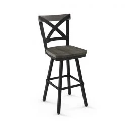Amisco Jasper 25.31-in Swivel Counter Stool - Grey Distressed Wood - Black Metal