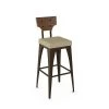 Amisco Rally 26.88-in Counter Stool - Beige Fabric - Brown Distressed Wood - Brown Metal