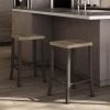 Amisco Ryan 30-in Bar Stool - Beige Distressed Wood - Dark Brown Metal -AMISCO Shop 330655799 AlternateImage1 l