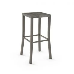 Amisco Ryan 30-in Bar Stool - Grey Distressed Wood - Matt Light Grey Metal
