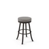 Amisco Logan 30.88-in Swivel Bar Stool - Taupe Grey Faux Leather - Dark Brown Metal