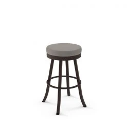 Amisco Logan 30.88-in Swivel Bar Stool - Taupe Grey Faux Leather - Dark Brown Metal