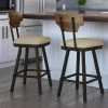 Amisco Gustavson 30.5-in Swivel Bar Stool - Beige Fabric - Brown Distressed Wood - Gun Metal -AMISCO Shop 330762143 AlternateImage2 l